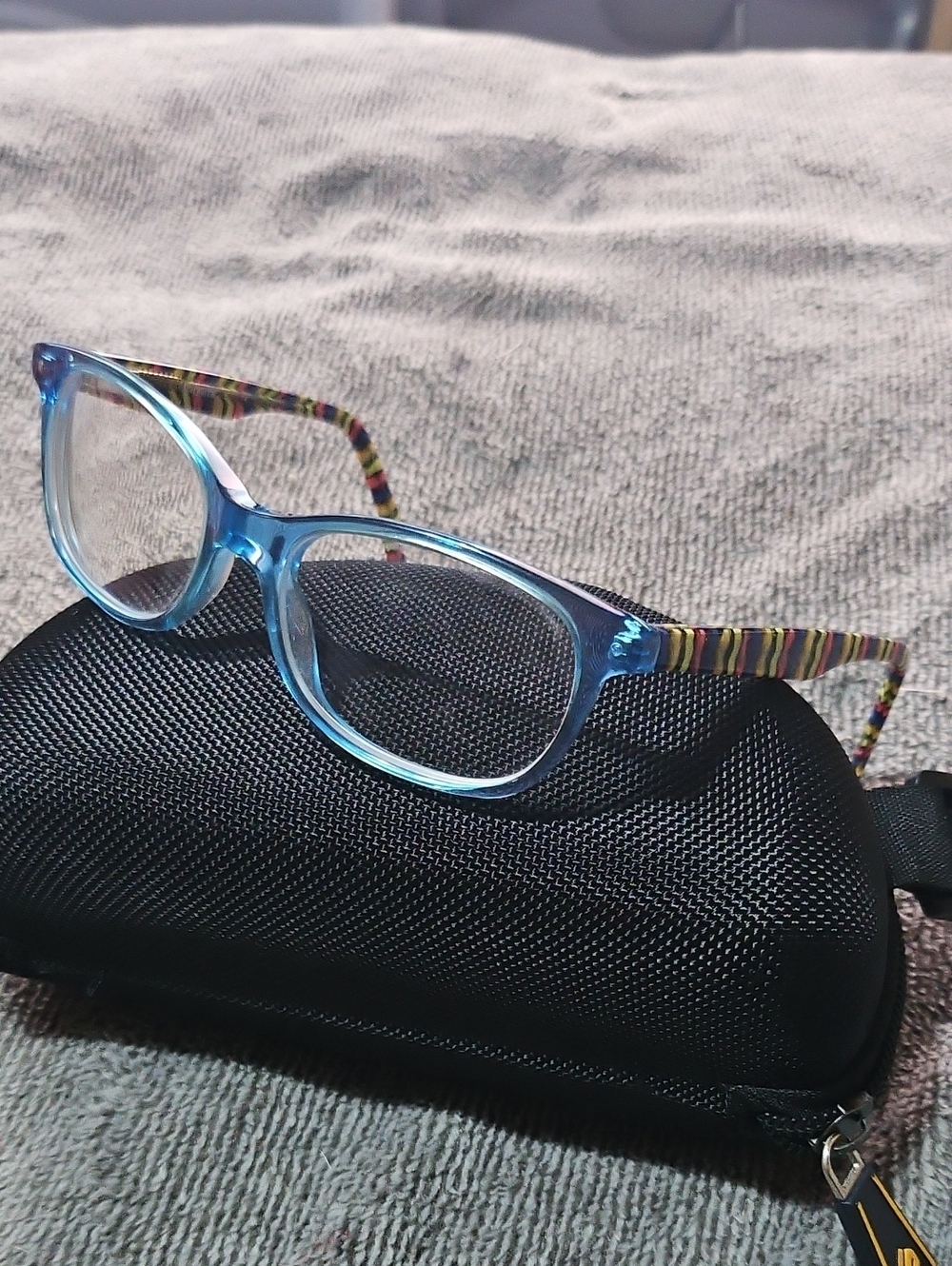 Girls Seventeen Blue Transparent Perscription with Striped Temples